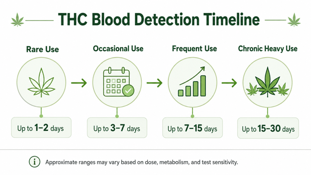 THC blood detection timeline by cannabis use frequency Greenstone